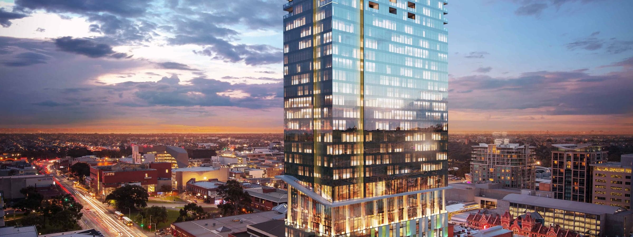Completed Sofitel Adelaide hotel and apartment tower